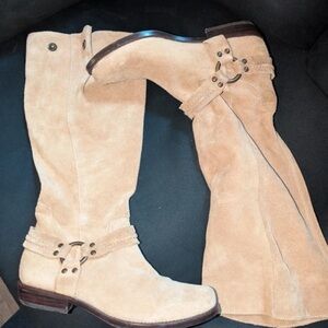 Franco Sarto Tan Suede Heeled Boots